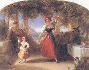 Thomas Uwins A Italian Mother Teaching her child the Tarantella Spain oil painting artist